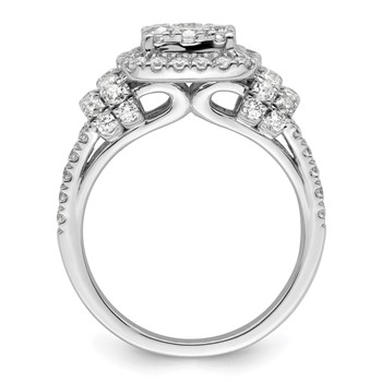 14k White Gold 1 1/2 carat Lab Grown Diamond VS/SI+ G+ Complete Cluster Engagement Ring — alternate view