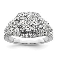 Image of 14k White Gold 1 1/2 carat Lab Grown Diamond VS/SI+ G+ Complete Cluster Engagement Ring