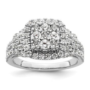 14k White Gold 1 1/2 carat Lab Grown Diamond VS/SI+ G+ Complete Cluster Engagement Ring