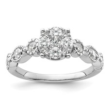 Image of 14k White Gold 3/4 carat Lab Grown Diamond VS/SI+ G+ Complete Cluster Engagement Ring