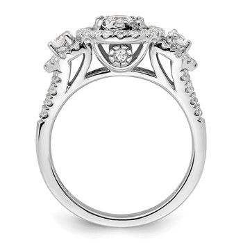 14k White Gold 1 carat Lab Grown Diamond VS/SI+ G+ Complete Cluster Engagement Ring — alternate view