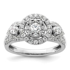 Image of 14k White Gold 1 carat Lab Grown Diamond VS/SI+ G+ Complete Cluster Engagement Ring