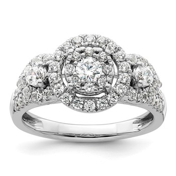 14k White Gold 1 carat Lab Grown Diamond VS/SI+ G+ Complete Cluster Engagement Ring
