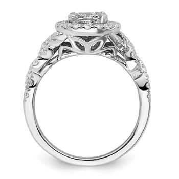 14k White Gold 1 carat Lab Grown Diamond VS/SI+ G+ Complete Cluster Engagement Ring — alternate view