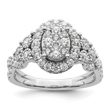 Image of 14k White Gold 1 carat Lab Grown Diamond VS/SI+ G+ Complete Cluster Engagement Ring