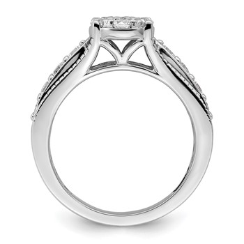 14k White Gold 1 carat Lab Grown Diamond VS/SI+ G+ Complete Cluster Engagement Ring — alternate view