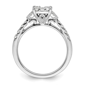 14k White Gold 3/4 carat Lab Grown Diamond VS/SI+ G+ Complete Cluster Engagement Ring — alternate view