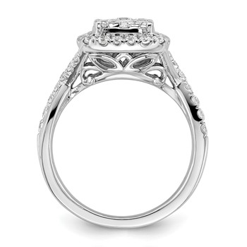 14k White Gold 1 carat Lab Grown Diamond VS/SI+ G+ Complete Cluster Engagement Ring — alternate view