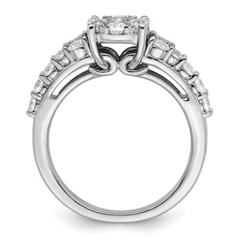 14k White Gold 1 carat Lab Grown Diamond VS/SI+ G+ Complete Cluster Engagement Ring — alternate view