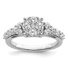 Image of 14k White Gold 1 carat Lab Grown Diamond VS/SI+ G+ Complete Cluster Engagement Ring