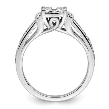 14k White Gold 3/4 carat Lab Grown Diamond VS/SI+ G+ Complete Cluster Engagement Ring — alternate view