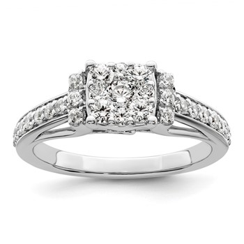 14k White Gold 3/4 carat Lab Grown Diamond VS/SI+ G+ Complete Cluster Engagement Ring