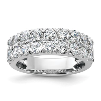 14k White Gold 2 carat Lab Grown Diamond VS/SI+ G+ Complete Double Row Fashion Band