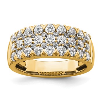 14k 1 1/2 carat Lab Grown Diamond VS/SI+ G+ Complete Triple Row Fashion Band