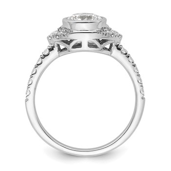 14k White Gold Halo (Holds 1 carat (6.5mm) Round Center Bezel) 3/8 carat Diamond Semi-Mount Engagement Ring — alternate view