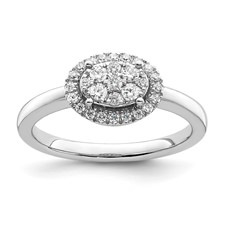 Image of 14k White Oval Halo Cluster 1/3 carat Diamond Complete Engagement Ring
