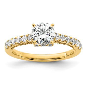 14K Vintage (Holds 1 carat 6.5mm) Round Center) 1/2 carat Diamond Semi-Mount Engagement Ring