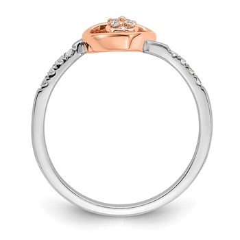 First Promise 14k White and Rose Gold Heart Cluster 1/10 carat Diamond Complete Promise/Engagement Ring — alternate view