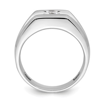 14K White Gold Polished (Holds 1/2 carat (5.0mm) Round) Men's Ring Mounting — alternate view