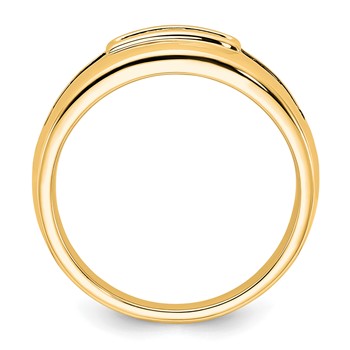 14K Yellow Gold Complete White and Black Diamond Men's Ring — alternate view