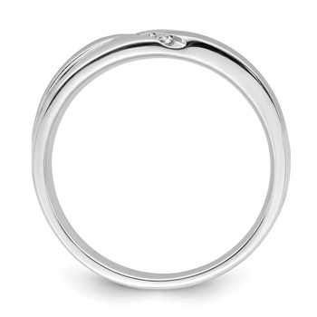14K White Gold 3-Stone Satin and Polished 1/20 carat Diamond Complete Men's Band — alternate view