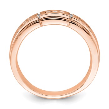 14K Rose Gold Satin & Polished Complete Diamond Men's Ring — alternate view