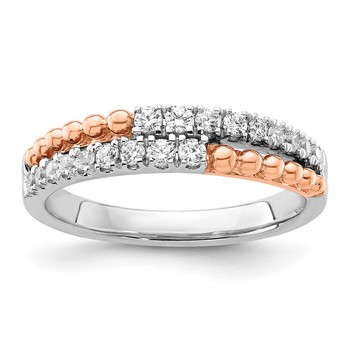14k Two-tone Rose and White Gold 1/3 carat Lab Grown Diamond VS/SI+ G+ Complete Band