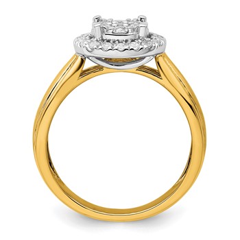 14k Two-tone 1/2 carat Lab Grown Diamond VS/SI+ G+ Complete Cluster Engagement Ring — alternate view