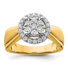 Image of 14k Two Tone 1/2 carat Lab Grown Diamond VS/SI+ G+ Complete Cluster Engagement Ring