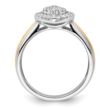 14k Two-tone 1/2 carat Lab Grown Diamond VS/SI+ G+ Complete Cluster Engagement Ring — alternate view