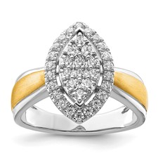 Image of 14k Two Tone 1/2 carat Lab Grown Diamond VS/SI+ G+ Complete Cluster Engagement Ring