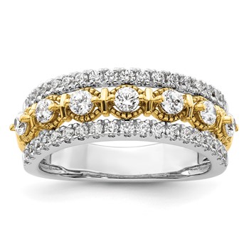 14k Two-tone 7/8 carat Lab Grown Diamond VS/SI+ G+ Complete Band