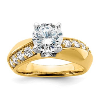 14k White Gold 1/2 carat Lab Grown Diamond VS/SI+ G+ 1 1/2 carat center Round Semi Mount Engagement Ring