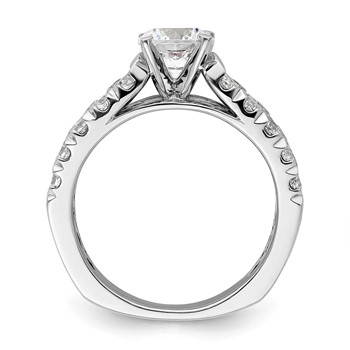 14k White Gold 1 1/10 carat Lab Grown Diamond VS/SI+ G+ 1 carat Center Round Semi Mount Shared Prong Engagement Ring — alternate view