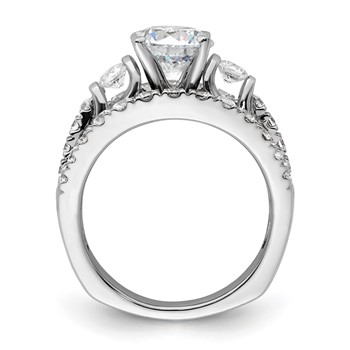 14k White Gold 1 3/8 carat Lab Grown Diamond VS/SI+ G+ 1 1/2 carat Center Round Semi Mount Shared Prong Engagement Ring — alternate view