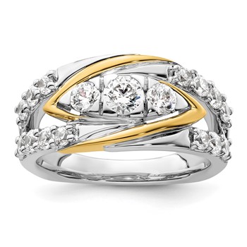 14k Two-Tone 1 1/6 carat Lab Grown Diamond VS/SI+ G+ Complete Fashion Ring