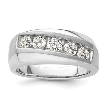 IBGoodman 10k White Gold 1 carat Lab Grown Diamond VS/SI+ G+ Five Stone Complete Men's Ring