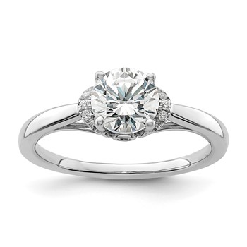 14k White Gold 1/20 carat Lab Grown Diamond VS/SI+ G+ 1 carat center Round Semi Mount Solitaire Engagement Ring