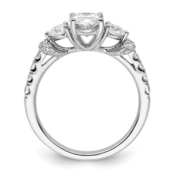 14k White Gold 3/4 carat Lab Grown Diamond VS/SI+ G+ 1 carat Center Oval Semi Mount Engagement Ring — alternate view