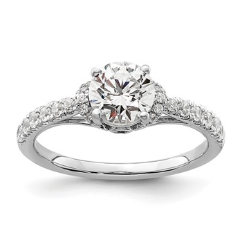 14k White Gold 1/3 carat Lab Grown Diamond VS/SI+ G+ 1 carat center Round Semi Mount Engagement Ring
