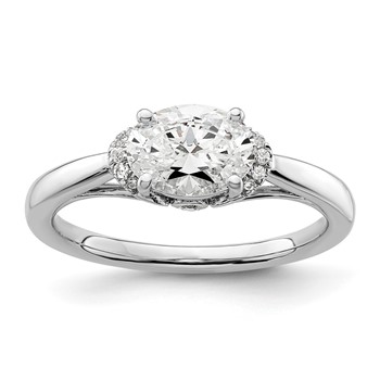 14k White Gold 1/20 carat Lab Grown Diamond VS/SI+ G+ 1 carat Center East-West Oval Semi Mount Engagement Ring