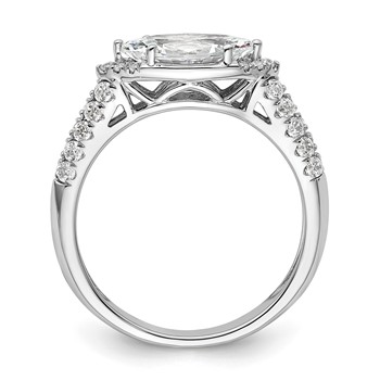 14k White Gold 1/3 carat Lab Grown Diamond VS/SI+ G+ 1 carat Center East-West Marquise Semi Mount Engagement Ring — alternate view