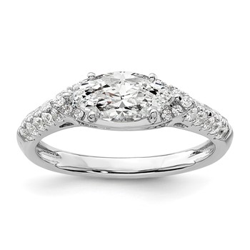 14k White Gold 1/3 carat Lab Grown Diamond VS/SI+ G+ 1 carat Center East-West Marquise Semi Mount Engagement Ring