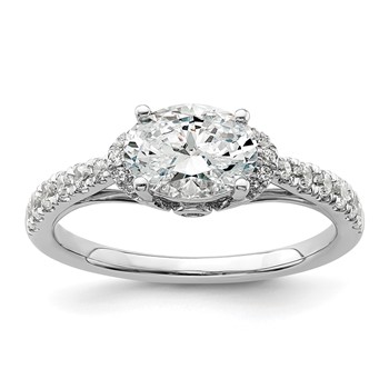 14k White Gold 1/3 carat Lab Grown Diamond VS/SI+ G+ 1 carat East-West Oval Center Semi Mount Engagement Ring