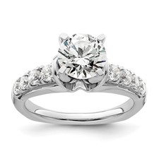 Image of 14k White Gold 1/2 carat Lab Grown Diamond VS/SI+ G+ 1 1/2 carat Center Round Semi Mount Shared Prong Engagement Ring