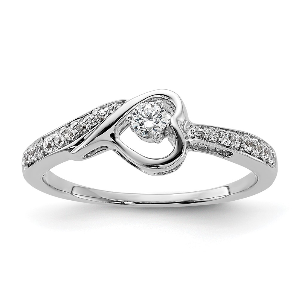 14k White Gold 1/5ct Lab Grown Diamond VS/SI+ G+ Comp Petite Eng Ring