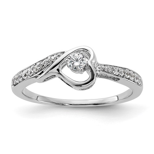 14k White Gold 1/5ct Lab Grown Diamond VS/SI+ G+ Comp Petite Eng Ring