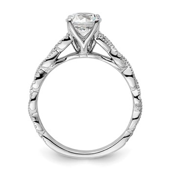 14k White Gold 1/5 carat Lab Grown Diamond VS/SI+ G+ 1 carat Center Round Semi Mount Engagement Ring — alternate view