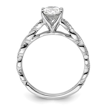 14k White Gold 1/5 carat Lab Grown Diamond VS/SI+ G+ 1 carat Center Oval Semi Mount Engagement Ring — alternate view