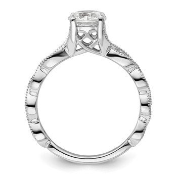 14k White Gold 1/8 carat Lab Grown Diamond VS/SI+ G+ 1 carat Center Round Semi Mount Engagement Ring — alternate view